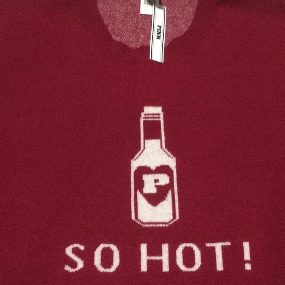 PINK Victoria's Secret Red 'So Hot!' Graphic Crewneck Sweater